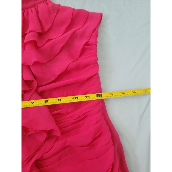 Y2k Express 100% Silk Ruched Ruffle Halter Top Size 2 Pink Barbie Fairy Coquette - Picture 10 of 11
